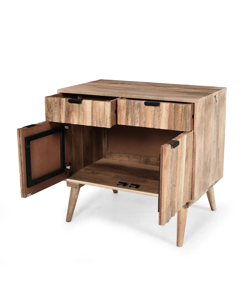 Lovmor Natural Mango Wood Furniture with Smart Storage Drawers Dual Cabinets and Safety Restraint System