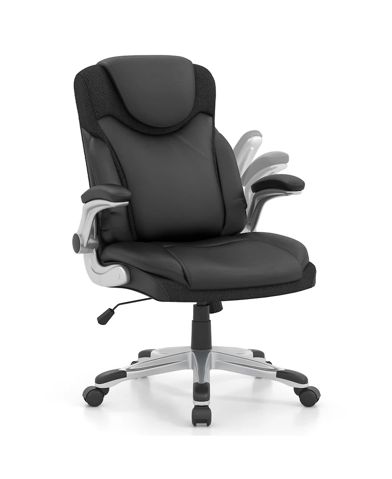 Ergonomic Office Chair Pu Leather Executive Swivel with Flip-up Armrests