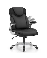 Ergonomic Office Chair Pu Leather Executive Swivel with Flip-up Armrests
