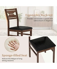 Gymax Dining Chair Set of 4 w/ Rubber Wood Frame Padded Seat Curved Backrest