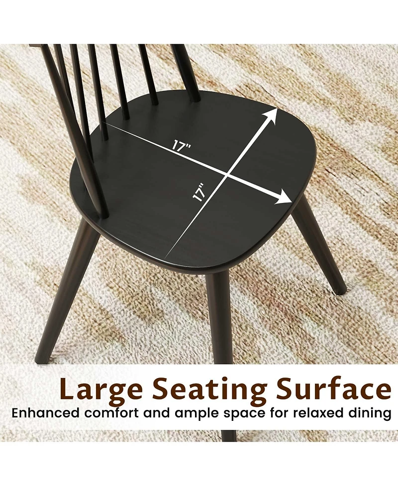 Gymax Windsor Dining Chairs Set of w/Rubber Wood Frame High Spindle Back for Home