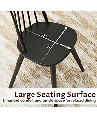 Gymax Windsor Dining Chairs Set of w/Rubber Wood Frame High Spindle Back for Home
