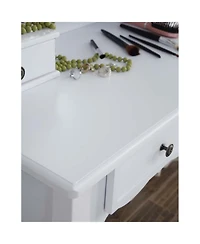 Streamdale Furniture Streamdale Sanlo Wooden Vanity Make Up Table and Stool Set, White