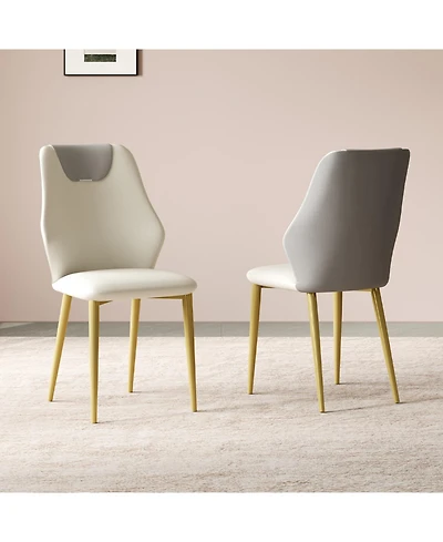 Streamdale Furniture Set of 2 Pu leather dining chairs with ergonomic backrests