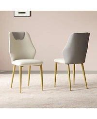 Streamdale Furniture Set of 2 Pu leather dining chairs with ergonomic backrests
