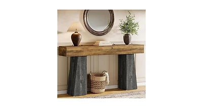 Tribesigns Farmhouse Entryway Table, 63-Inch Long Wooden Sofa Console Table, Rustic Console Behind Couch