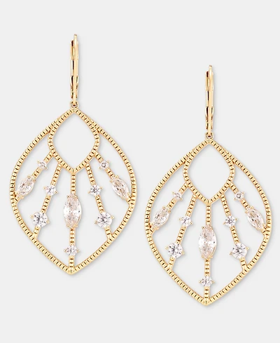 Anne Klein Cubic Zirconia Openwork Navette Drop Earrings