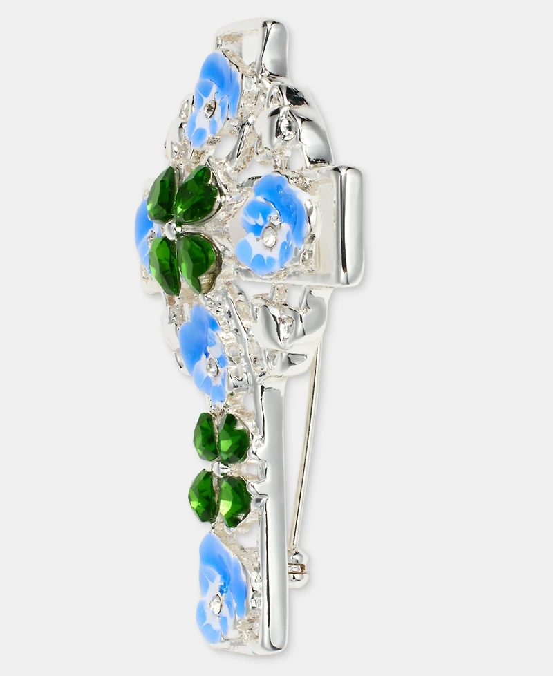 Anne Klein Crystal & Stone Floral Cross Pin