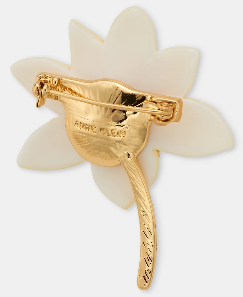 Anne Klein Crystal Flower Pin