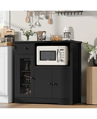 gaomon Storage Cabinet with Adjustable Shelves & Microwave Stand, Buffet Sideboard with Drawer