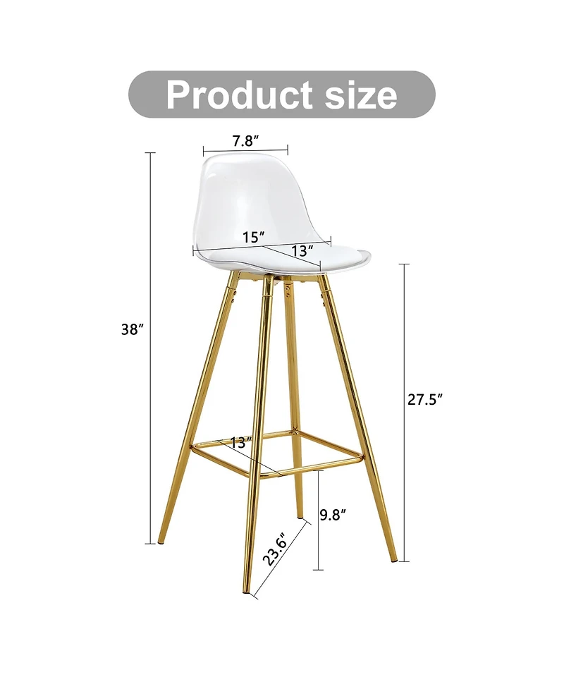 Boyel Living Modern Metal Bar Stools with Water-Resistant Pu Leather, 38" Height, Stylish Dining Stool
