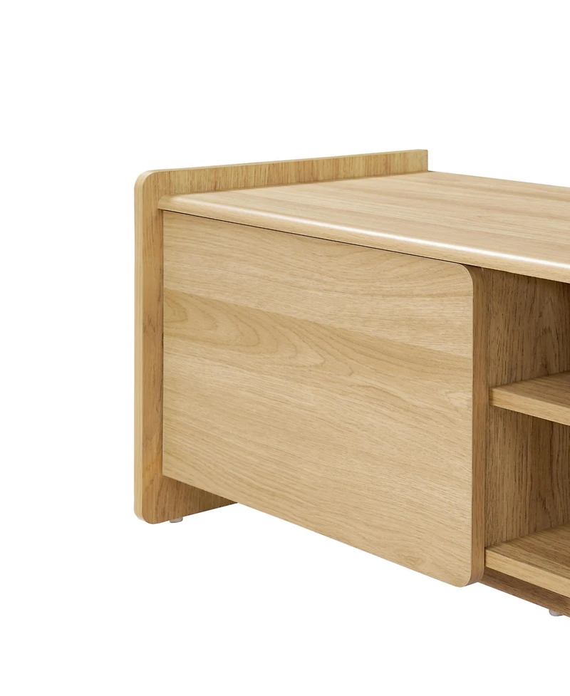 LuxenHome Hazel Oak Manufactured Wood 2-Door 70" Wide Tv Console Cabinet