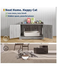 gaomon Wooden Cat Litter Box Enclosures,Hidden Litter Box,Pet House with Barn Door