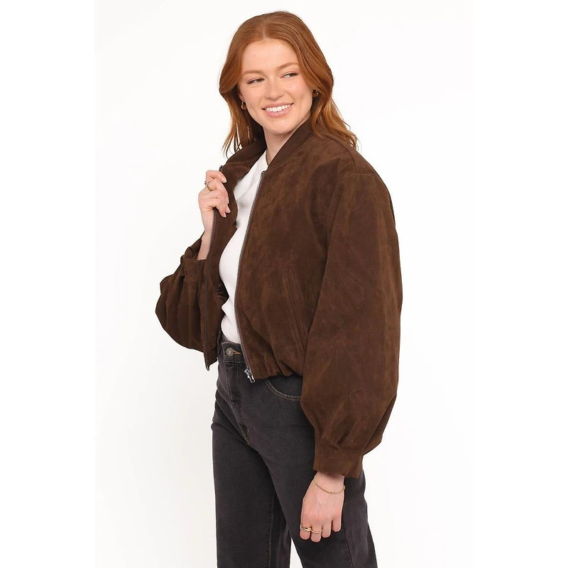 Petal and Pup Women's Goldie Faux Suede Bomber Jacket