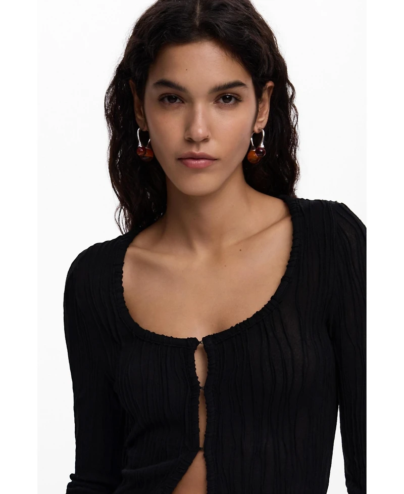 Desigual Women's T-shirt with snap buttons and tie