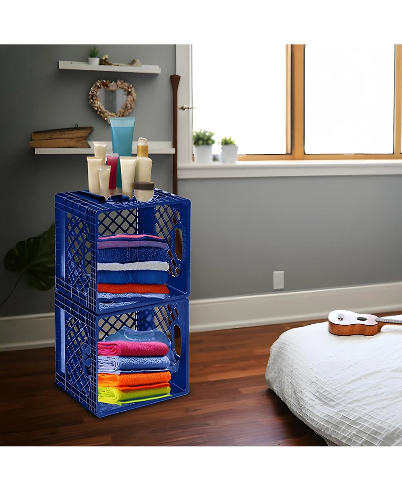 Juggernaut Storage 2-Pack Crate for Office Storage & Classroom Organization,Blue