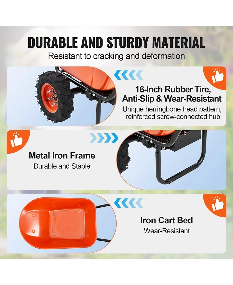 Sugfit Heavy-Duty Electric Wheelbarrow with 7 Cu.Ft Capacity & Dual Wheels