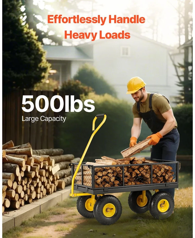 Sugfit 500 lbs Capacity Garden Cart with All-Terrain Tires & Steel Frame