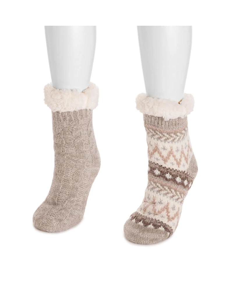 Muk Luks Women's 2 Pack Chenille Cabin Sock
