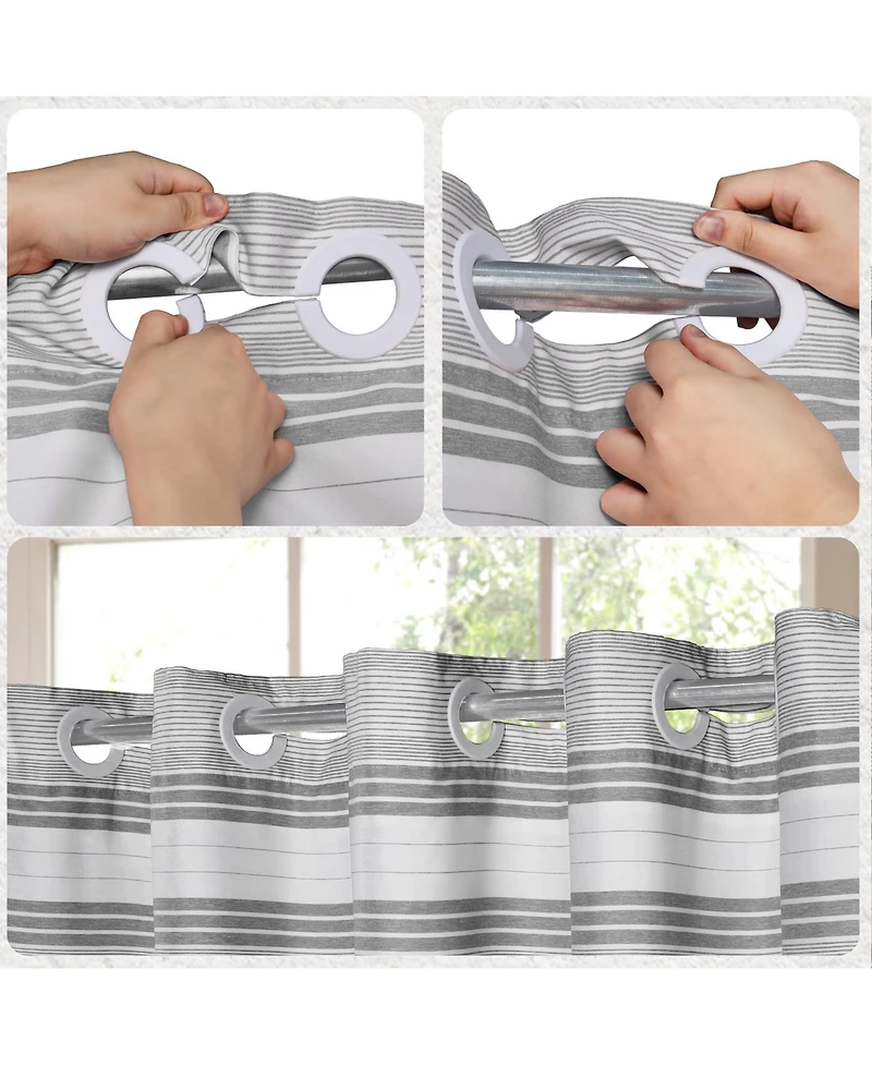Awesome Home No hook Horizontal Beach Stripe Shower Curtain, Water Repellent, 71"X74"