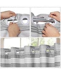 Awesome Home No hook Horizontal Beach Stripe Shower Curtain, Water Repellent, 71"X74"