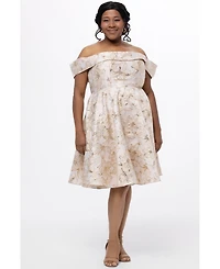 Celebrations by Sydney's Closet Women's Off-The-Shoulder Brocaade Party Dress