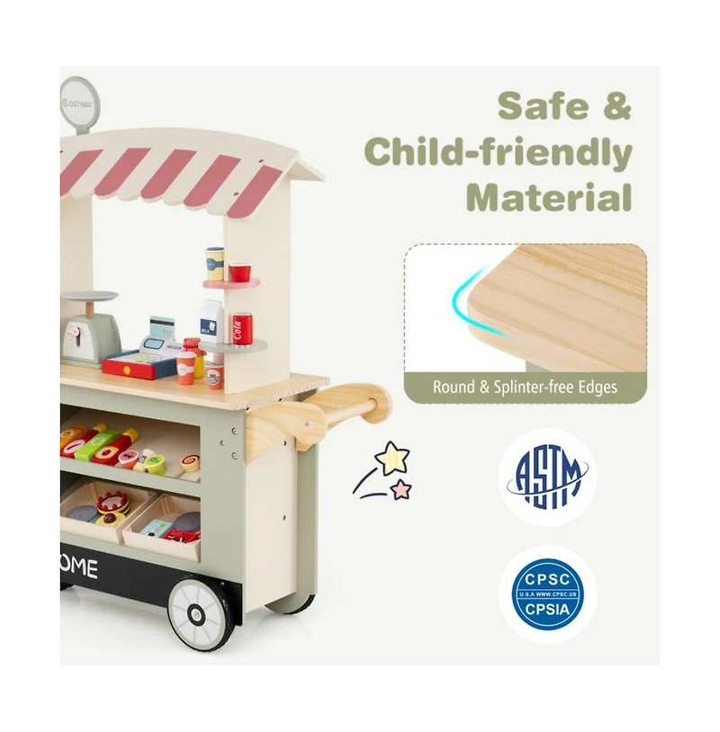 Kids Toy Cart Playset with Pos Machine and Scale