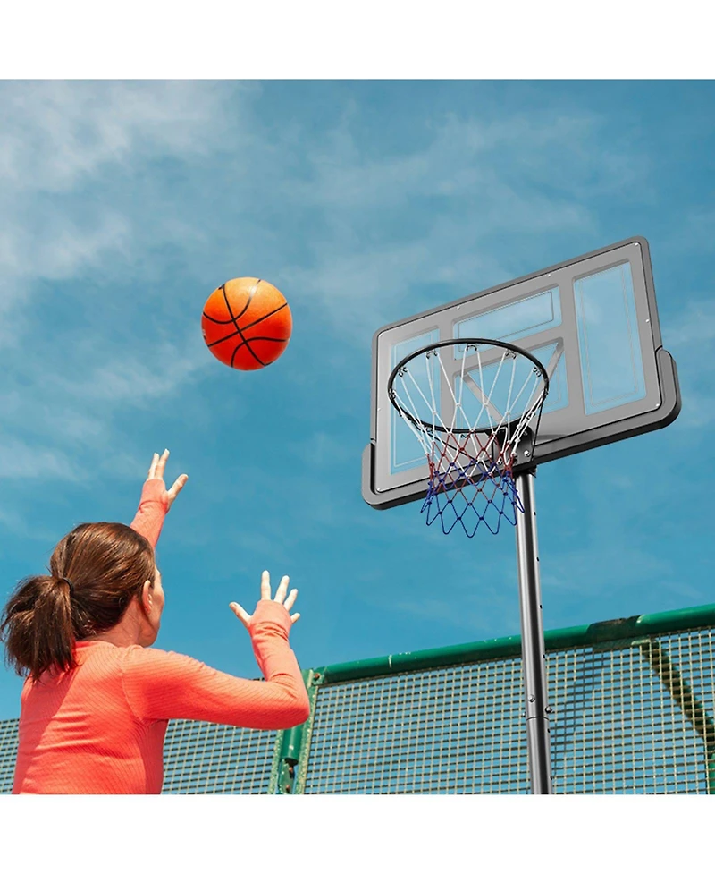 Mecale 44-Inch Adjustable Basketball Hoop, 4–10 ft Portable Backboard System with Wheels and Fillable Base