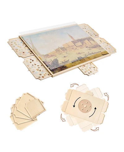 Mecale 2000-Piece Rotating Puzzle Board with 5 Drawers and Cover, 40x29 in Portable Wooden Jigsaw Table for Adults