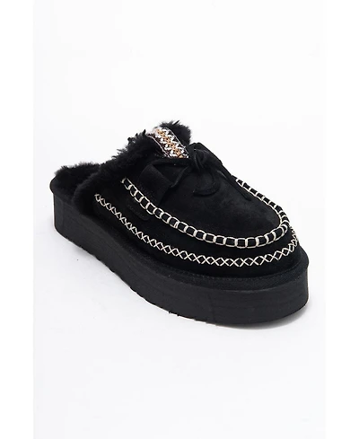 Forever & Always Shoes Yalina Leather Platform Moccasin Slippers (Women)