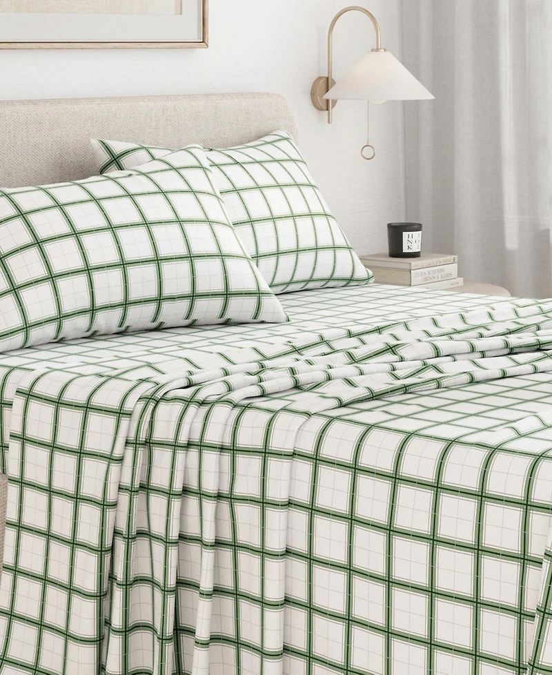 Linery & Co Ultra-Soft Turkish Cotton Plaid Flannel Sheet Set