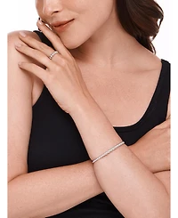 Devata Beaded Ball Bangle Bracelet in Rhodium Plated Sterling , Size