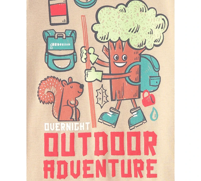 Carter's Boys' Toddler 2T-5T Tree and Squirrel Print Top Pajama Pants, 4-Piece Set