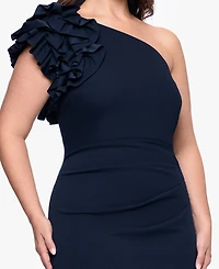 Xscape Plus One-Shoulder Ruffle Ball Gown