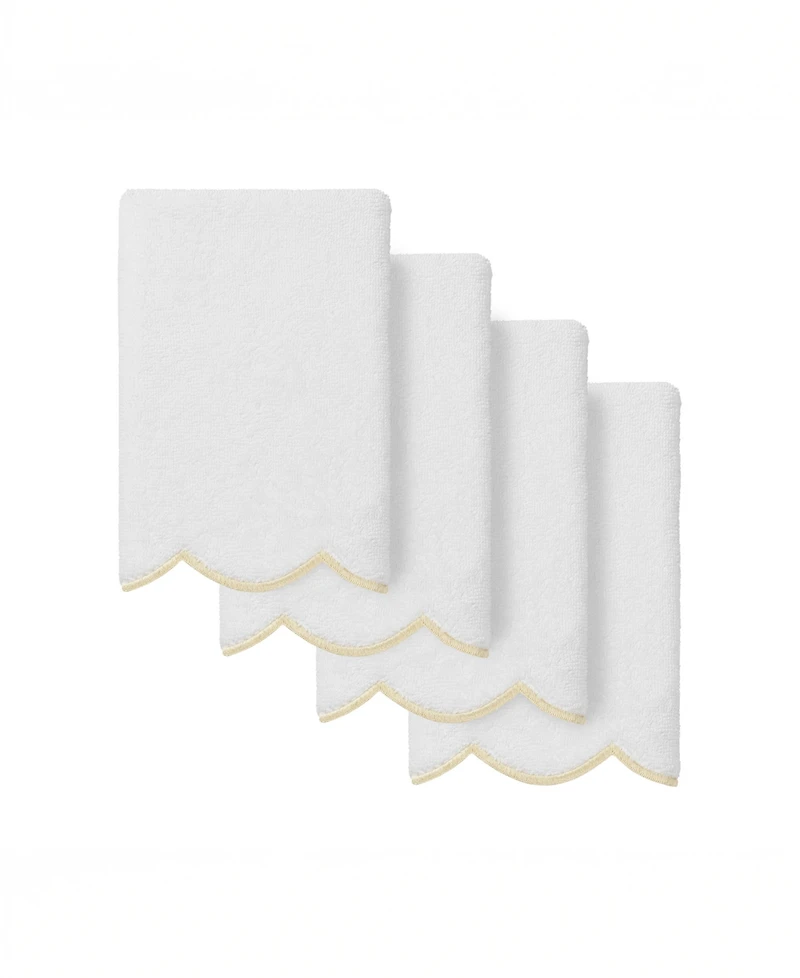 Linum Home Adornia Scallop Cotton 4-Pc. Fingertip Towel Set, 11" x 18"