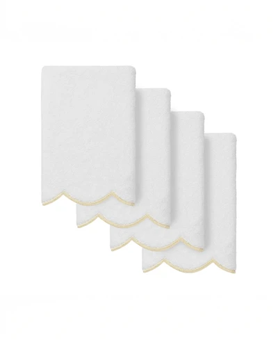 Linum Home Adornia Scallop Cotton 4-Pc. Fingertip Towel Set, 11" x 18"