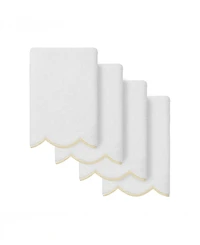 Linum Home Adornia Scallop Cotton 4-Pc. Fingertip Towel Set, 11" x 18"