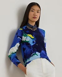 Lauren Ralph Women's Petite Abstract-Motif Long-Sleeve Sweater