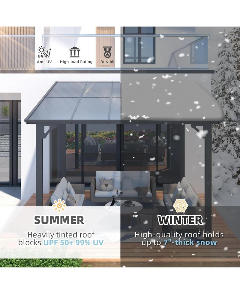 Aecojoy 10'x8' Wall Mounted Gazebos Pergola