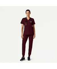 Jaanuu Women's Helia 3-Pocket Slim Notched V-Neck Scrub Top