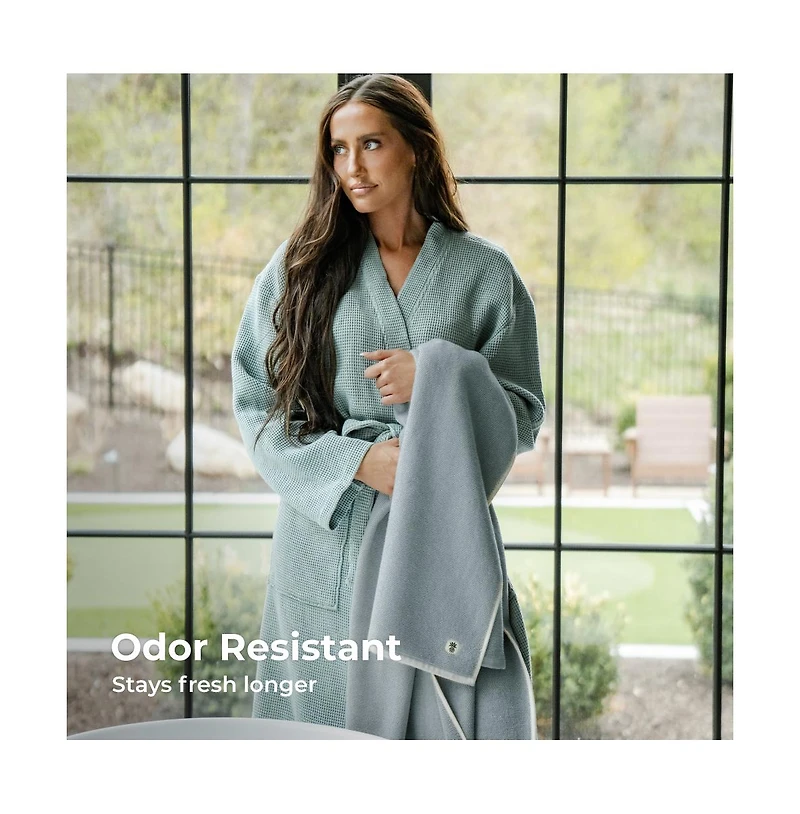 Cariloha Two Toned Bath Sheet | Laguna Blue 40"x72"| Turkish Cotton & Viscose Material Blend Extra Smooth, Odor Resistant and Highly Absorbent