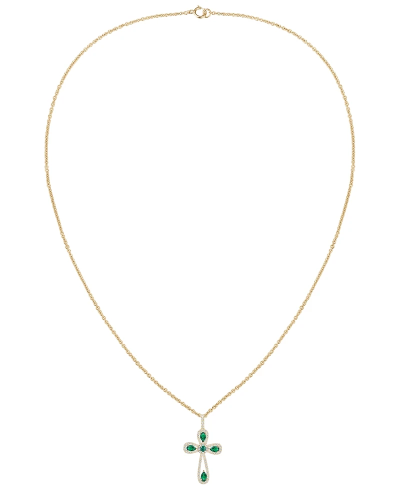 Macy's Lab Grown Sapphire (1-1/2 ct. t.w.) Pendant Necklace Sterling Silver (also available Ruby and Emerald)