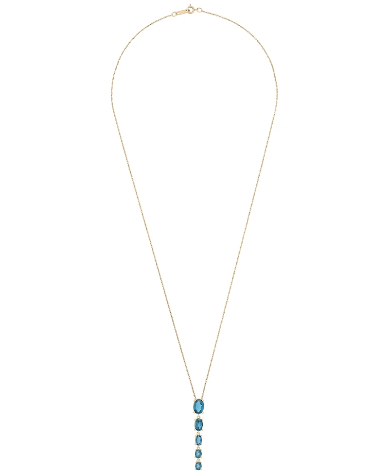 Macy's London Blue Topaz (2 ct. t.w.) Drop Pendant Necklace in 14k Yellow Gold