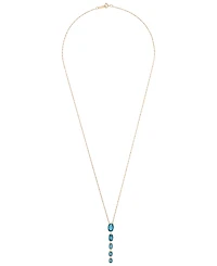 Macy's London Blue Topaz (2 ct. t.w.) Drop Pendant Necklace in 14k Yellow Gold