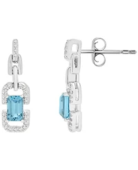 Macy's White Topaz (1/6 ct. t.w.) and Blue Topaz (5/8 ct. t.w.) Drop Earrings in Sterling Silver