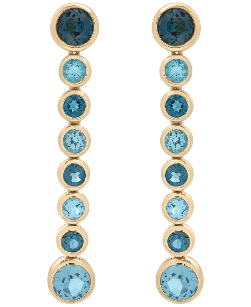 Macy's London Blue Topaz (1-7/8 ct. t.w.) and Blue Topaz (1-7/8 ct. t.w.) Long Earrings in 14k Gold Over Sterling Silver