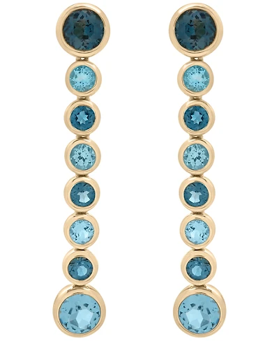Macy's London Blue Topaz (1-7/8 ct. t.w.) and Blue Topaz (1-7/8 ct. t.w.) Long Earrings in 14k Gold Over Sterling Silver
