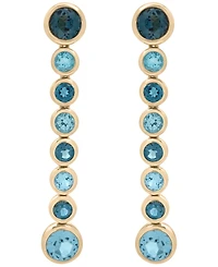 Macy's London Blue Topaz (1-7/8 ct. t.w.) and Blue Topaz (1-7/8 ct. t.w.) Long Earrings in 14k Gold Over Sterling Silver