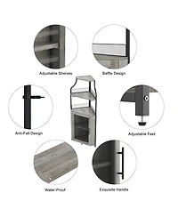 gaomon Corner Bar Cabinet with Glass Holder, Industrial Wine Cabinet with Adjustable Shelf