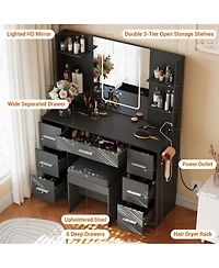 gaomon Makeup Vanity Table with 7 Drawers and 6 Storage Shelves